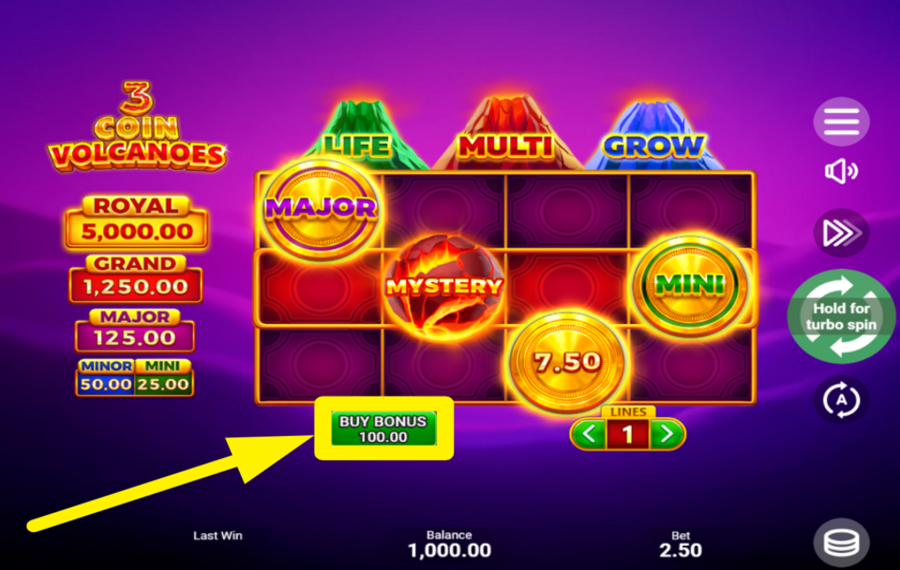 3 Coin Volcanoes ACHETEZ UN PACK BONUS. 