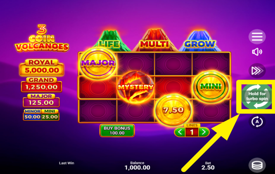 3 Coin Volcanoes FAITES TOURNER LES BOBINES.