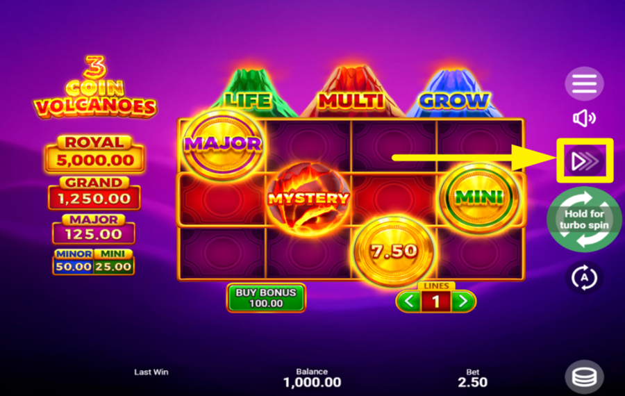 3 Coin Volcanoes AUGMENTER LA VITESSE.