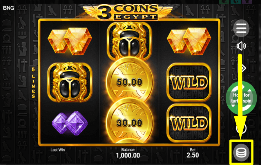 3 Coins Egypt ASSIGN A BET AMOUNT.