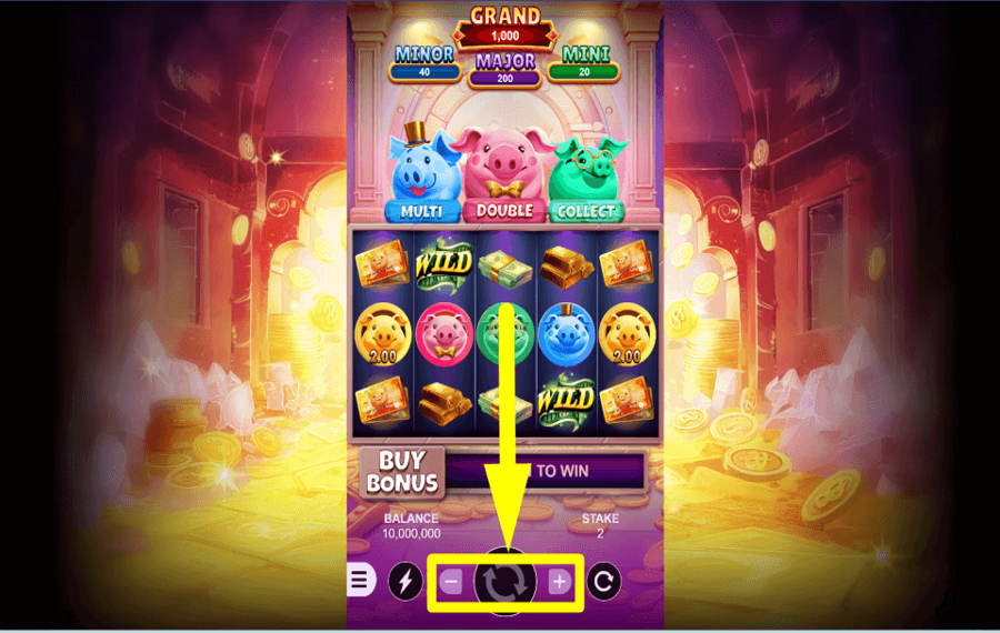 3 Combo Piggy Platzieren Sie Ihren Einsatz.