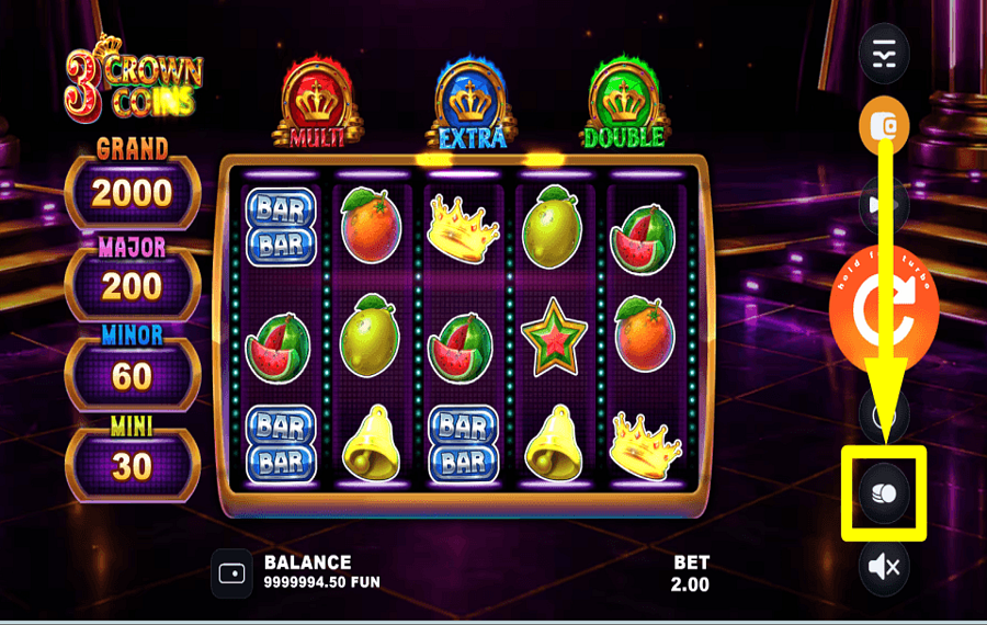 3 Crown Coins SET YOUR STAKE.