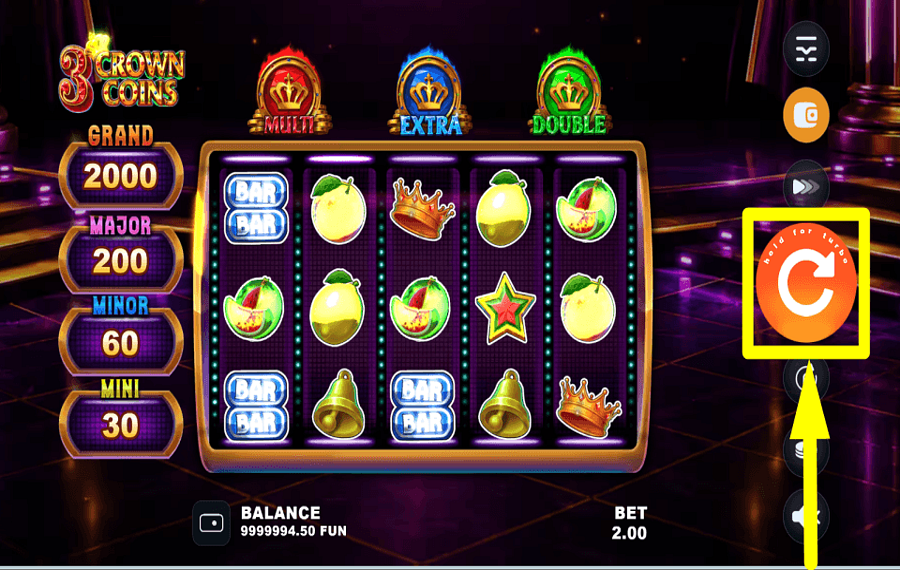 3 Crown Coins SPIN THE REELS.