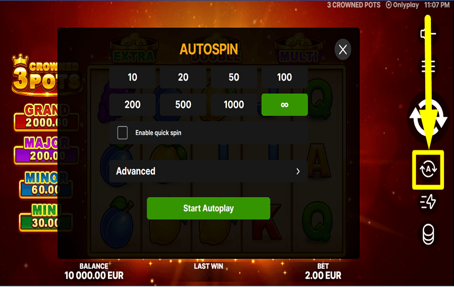 3 Crowned Pots APPLY AUTOPLAY.