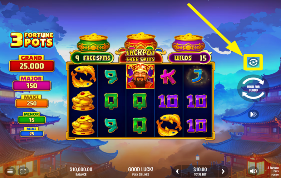 3 Fortune Pots FAI GIRARE I RULLI AUTOMATICAMENTE.