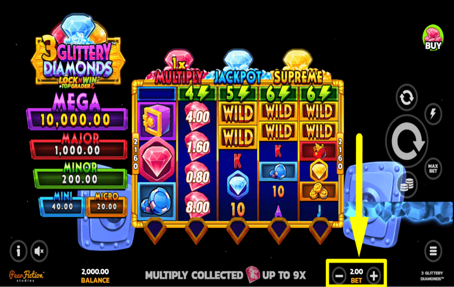 3 Glittery Diamonds WÄHLEN SIE DEN EINSATZ.