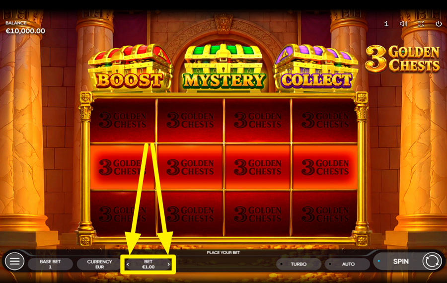 3 Golden Chests DECIDE ON YOUR WAGER.