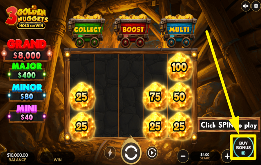 3 Golden Nuggets Hold and Win MEHR SPASS!