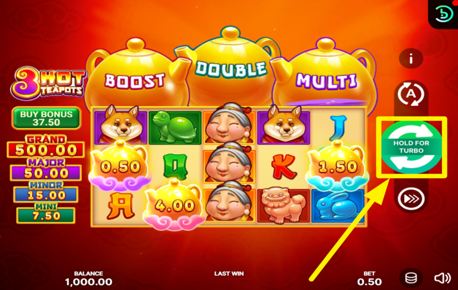 3 Hot Teapots Hold and Win JOUER LE JEU.