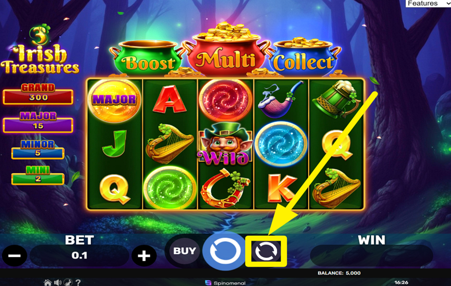 3 Irish Treasures CHOOSE AUTOMATIC SPINS.