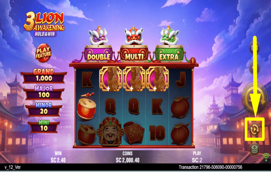 3 Lion Awakening Hold and Win START AUTOPLAY.