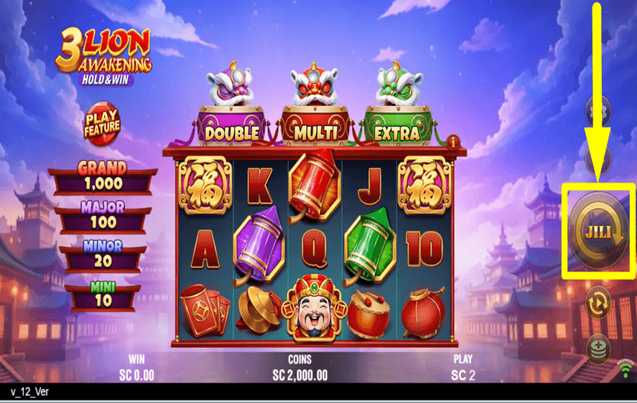 3 Lion Awakening Hold and Win SPIN FOR REWARDS.