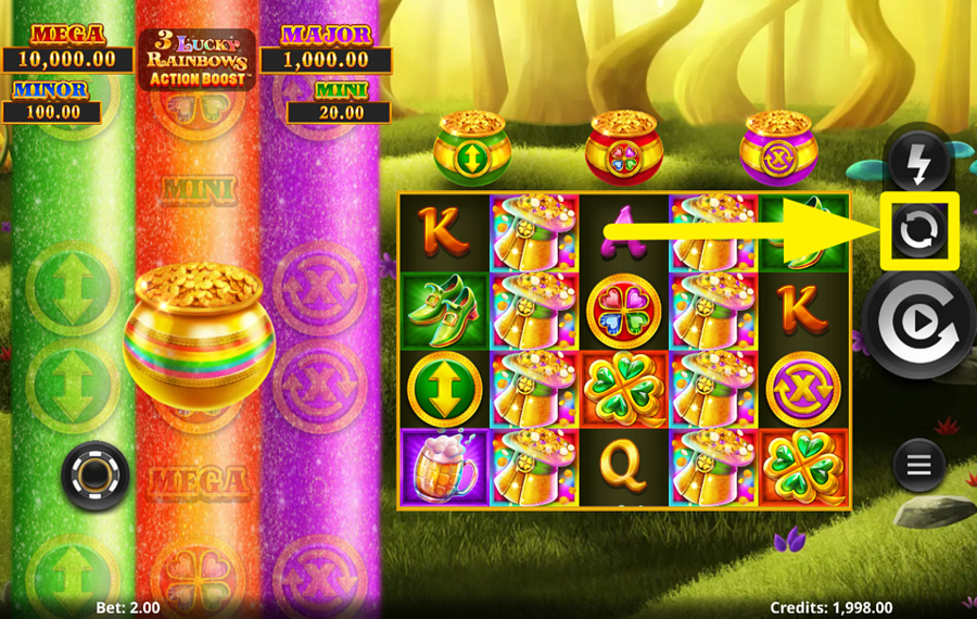 3 Lucky Rainbows Action Boost ATTIVA LA RIPRODUZIONE AUTOMATICA.