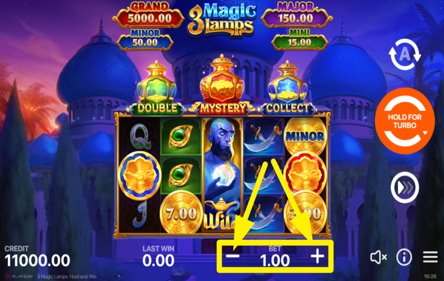 3 Magic Lamps Hold and Win DETERMINA TU APUESTA.
