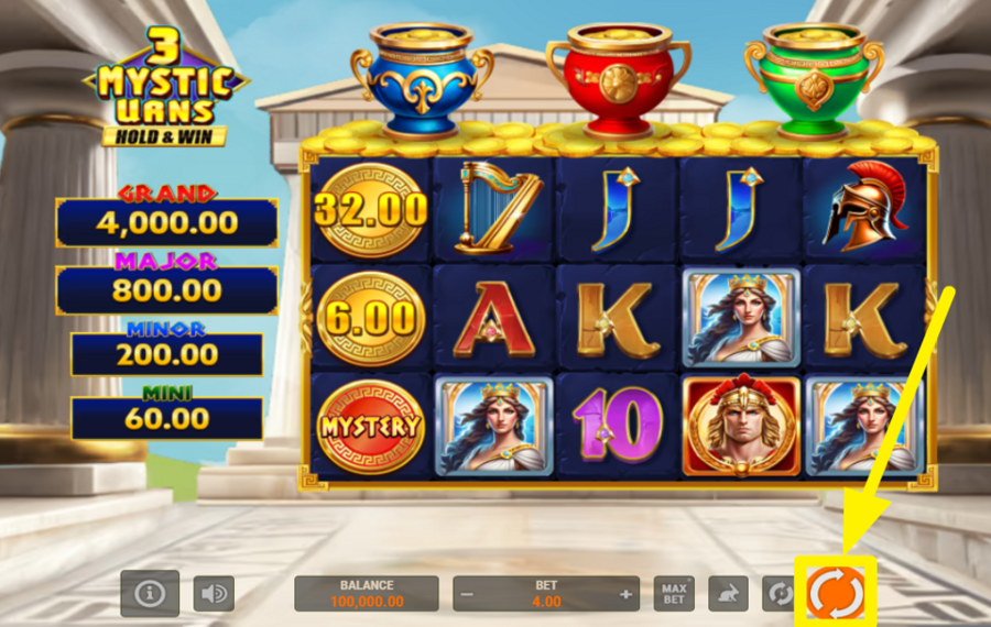 3 Mystic Urns Hold and Win GIRA PER IL SUCCESSO!