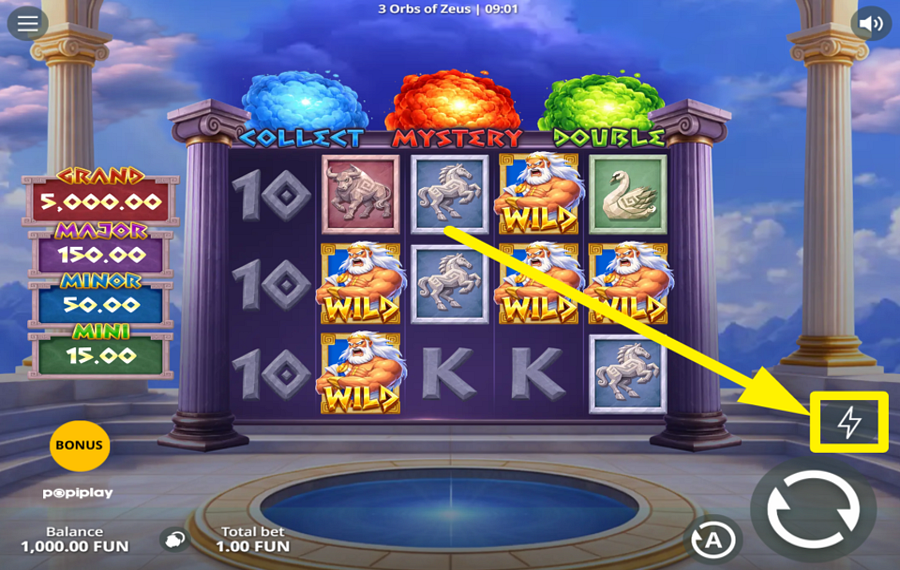 3 Orbs of Zeus AUGMENTE LA VITESSE.