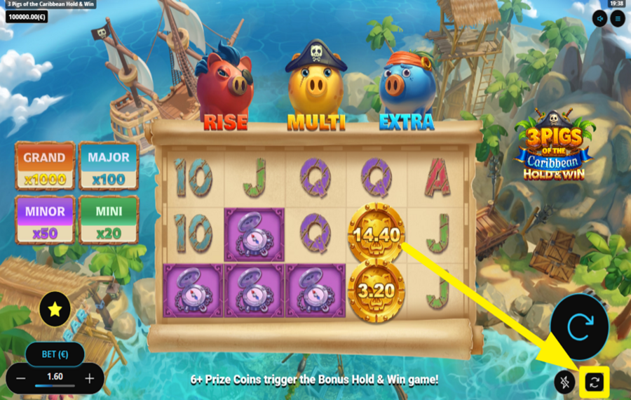 3 Pigs of the Caribbean DÉCLENCHEUR DE TOURNÉES AUTOMATIQUES.