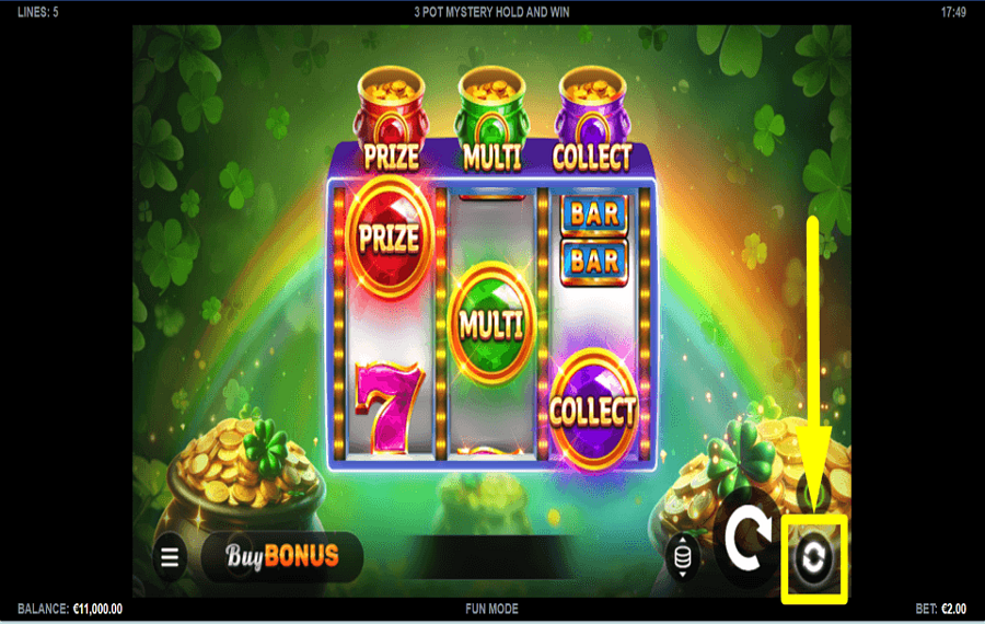 3 Pot Mystery Hold and Win START AUTOPLAY.