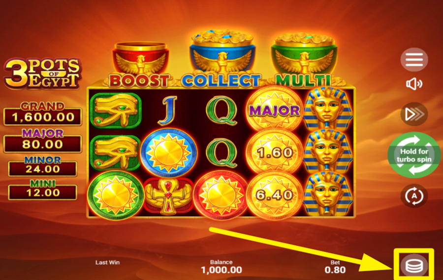 3 Pots of Egypt SELECCIONA EL MONTO DE TU APUESTA.