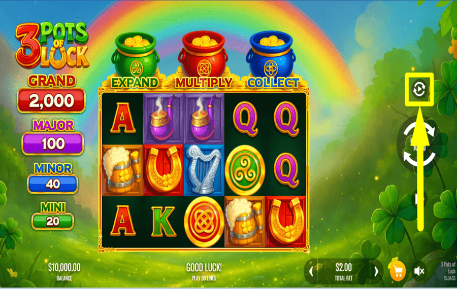 3 Pots of Luck CONTINUAR AUTOMÁTICAMENTE.