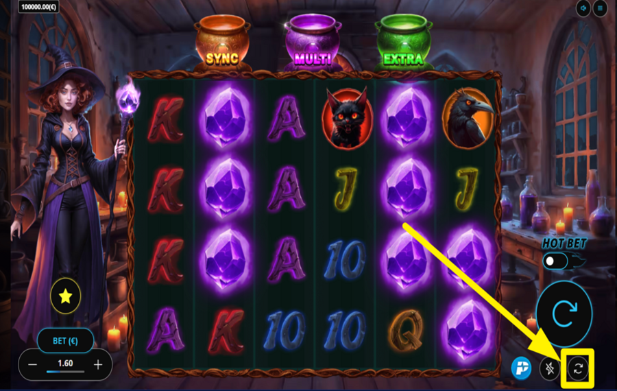 3 Pots of Potions Bonus Pot DÉMARRER LES TOURS AUTOMATIQUES.