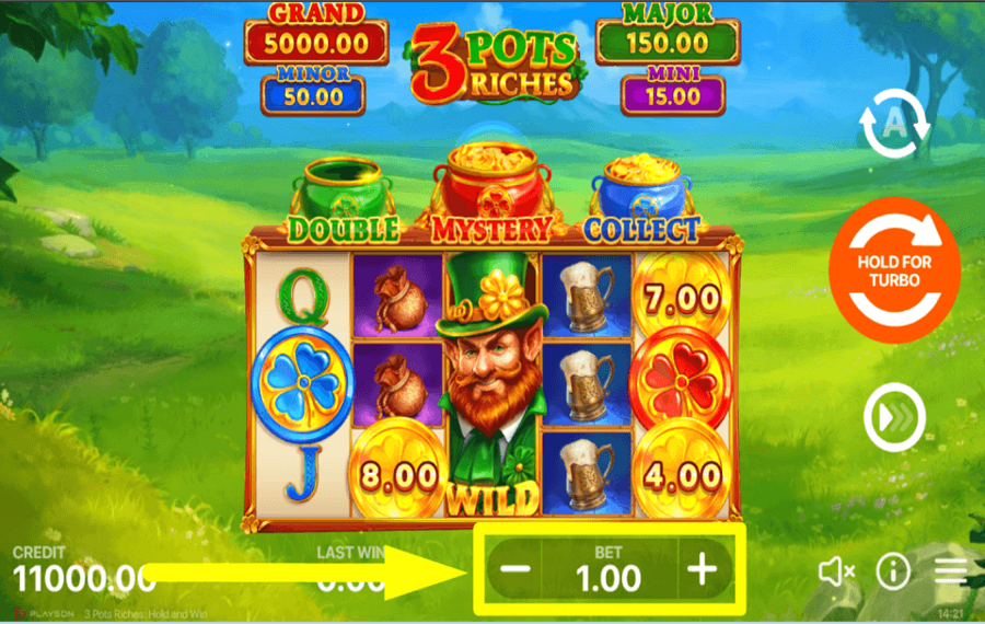 3 Pots Riches Hold and win AJUSTEZ VOTRE PARI.