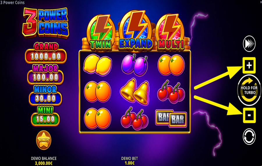 3 Power Coins Running Wins PLACE YOUR BET.
