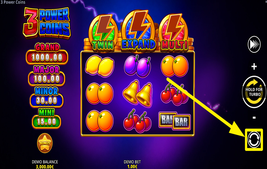 3 Power Coins Running Wins ACTIVATE AUTOMATIC SPINS.