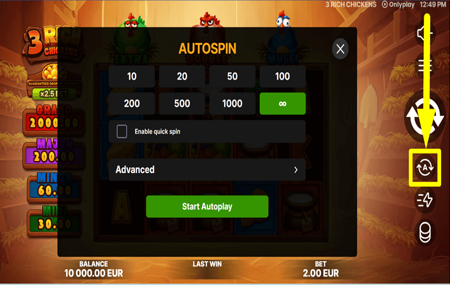 3 Rich Chickens AVVIA RIPRODUZIONE AUTOMATICA.