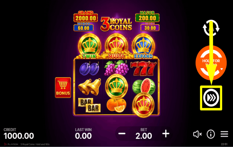 3 Royal Coins Hold and Win ACELERA LAS GIRAS.