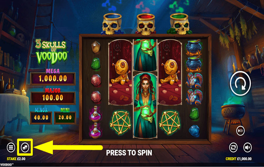 3 Skulls of Voodoo PLACE YOUR BET.