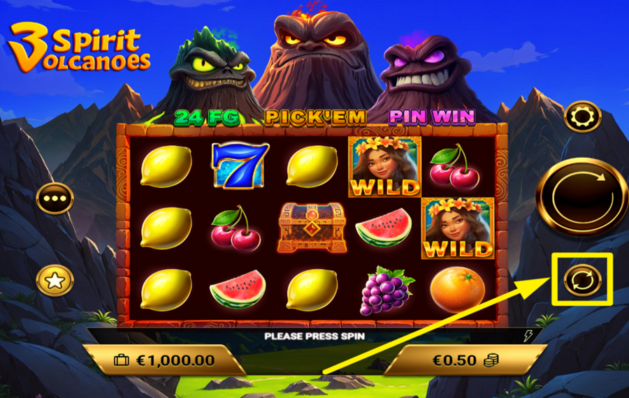 3 Spirit Volcanoes ATTIVARE I GIRI AUTOMATICI.