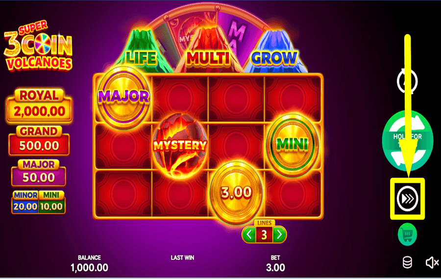 3 Super Coin Volcanoes ATIVE O MODO TURBO.