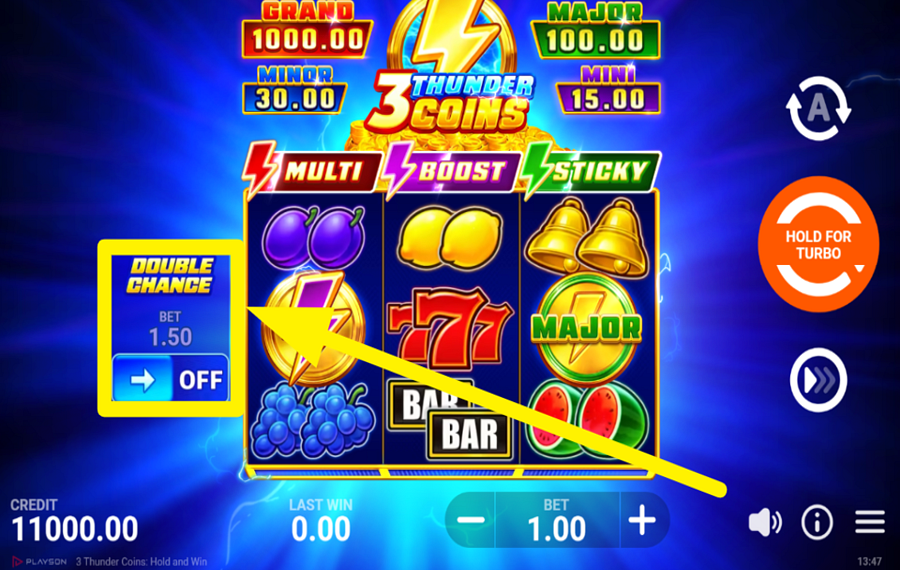 3 Thunder Coins Hold and Win APPROFITTA DELLA SCOMMESSA EXTRA.