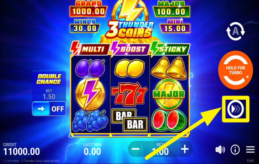 3 Thunder Coins Hold and Win ACCELERA L'AZIONE.