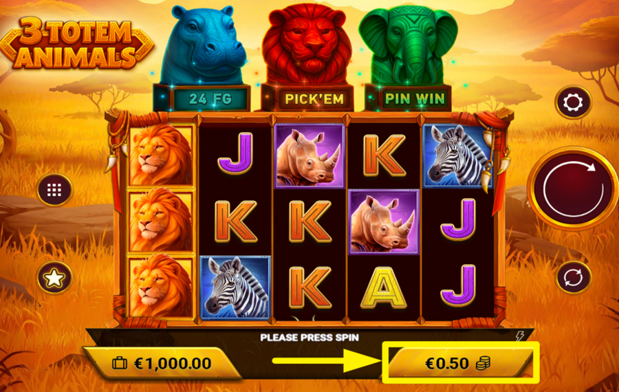3 Totem Animals DÉFINISSEZ LE MONTANT DE VOTRE MISE.
