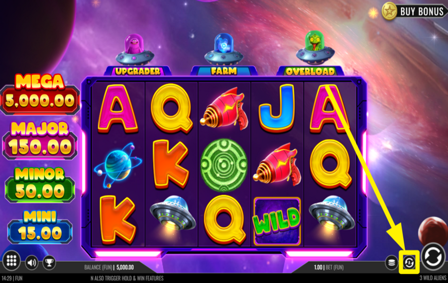 3 Wild Aliens ATTIVARE I GIRI AUTOMATICI.