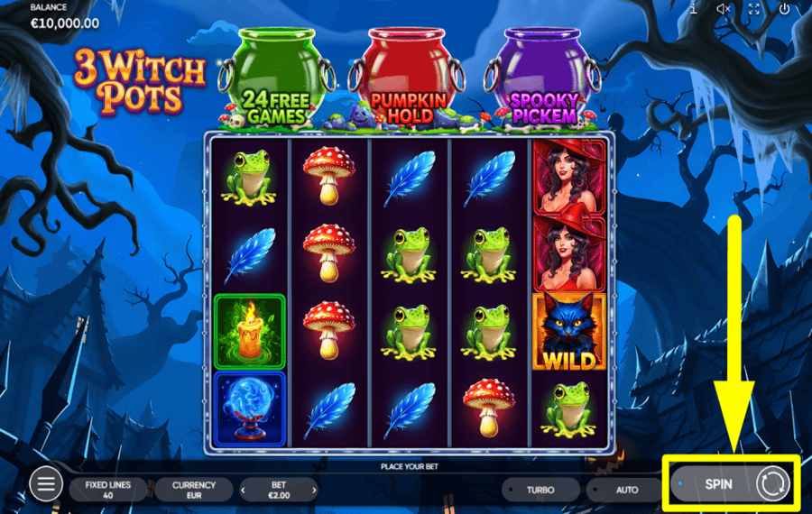 3 Witch Pots FAITES TOURNER LA ROUE POUR GAGNER DES RÉCOMPENSES.