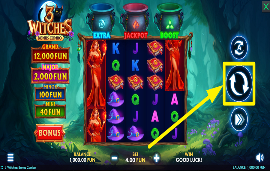 3 Witches Bonus Combo 成功への道を切り開け！