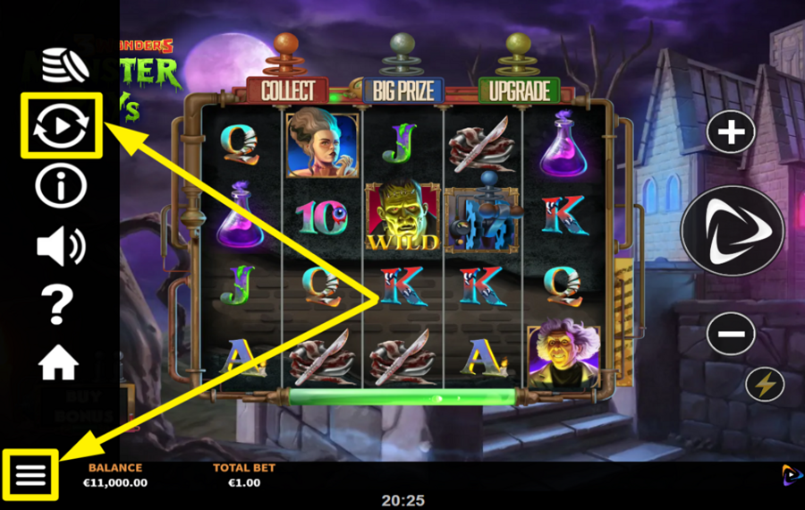 3 Wonders Monster Pays INICIAR EL GIRO AUTOMÁTICO.