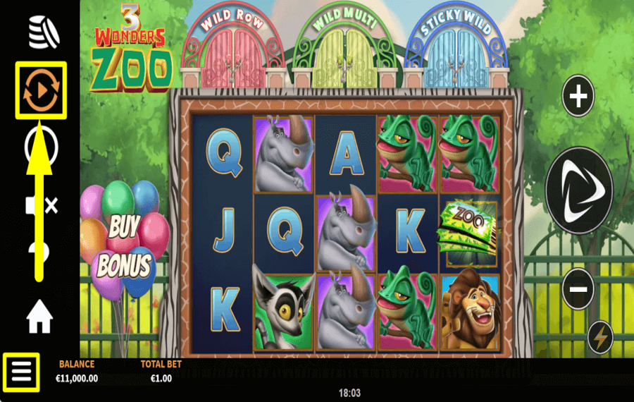 3 Wonders Zoo AUTOMATISCHE WIEDERGABE AUSWÄHLEN.