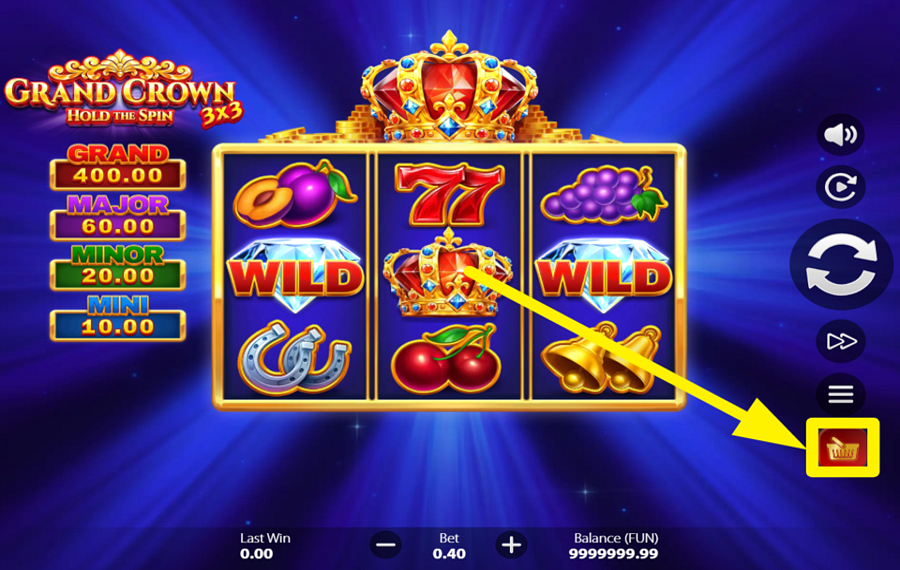 3x3 Grand Crown Hold the Spin BUY THE BONUS ROUND.