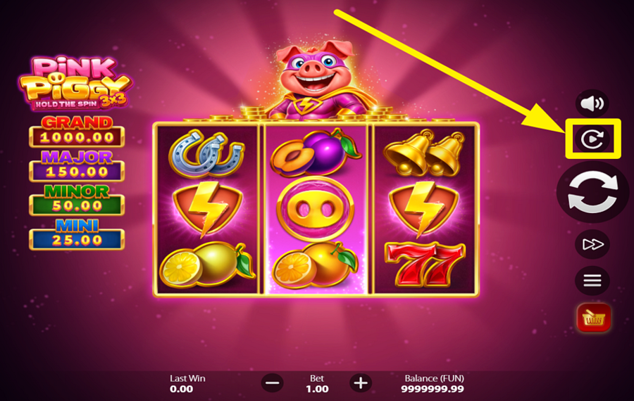3x3 Pink Piggy Hold The Spin FAITES TOURNER LES BOBINES AUTOMATIQUEMENT.