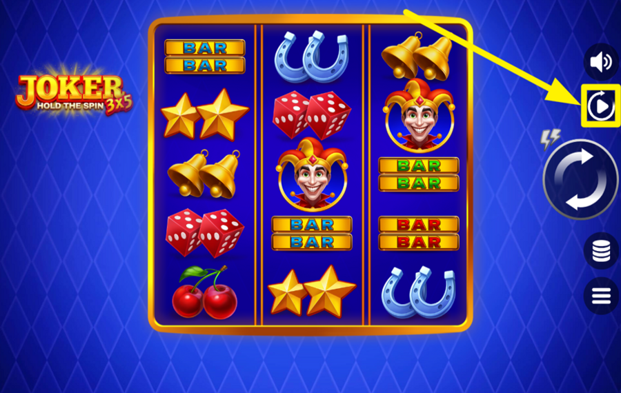 3x5 Joker Hold the Spin UTILICE LA FUNCIÓN DE REPRODUCCIÓN AUTOMÁTICA.