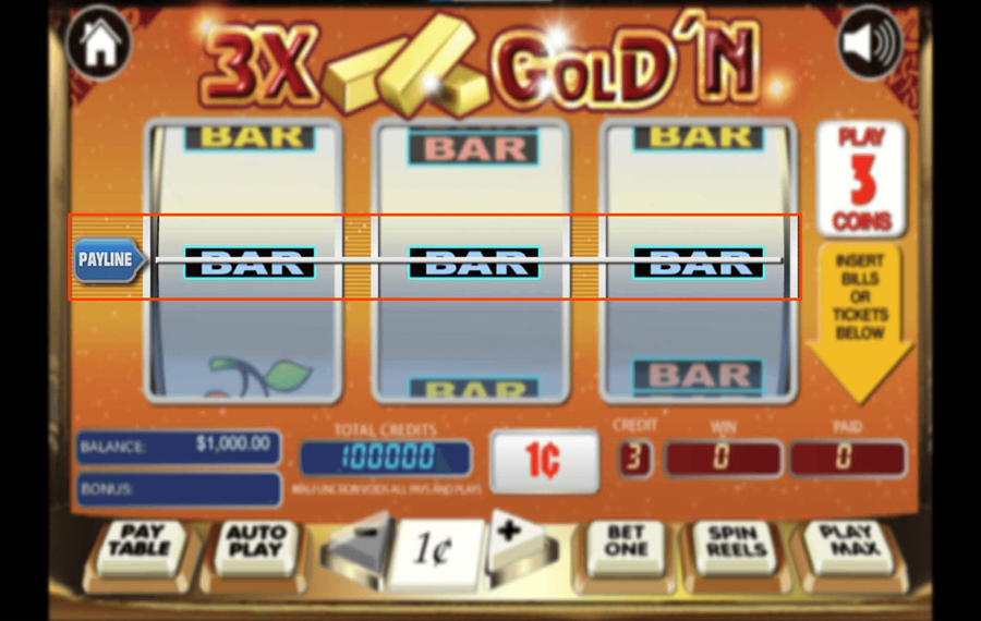 3x Gold n Выберите линии выплат