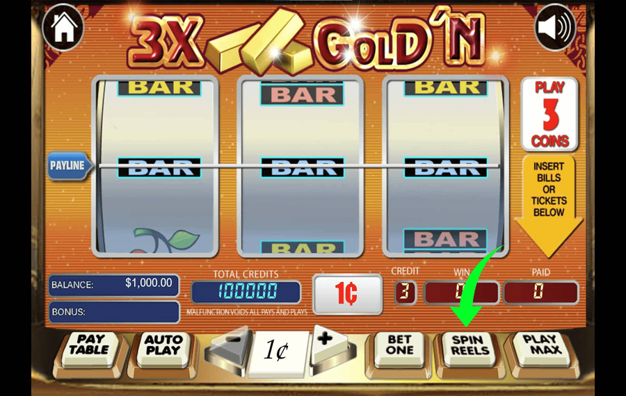 3x Gold n Нажмите / коснитесь кнопки «Вращать».