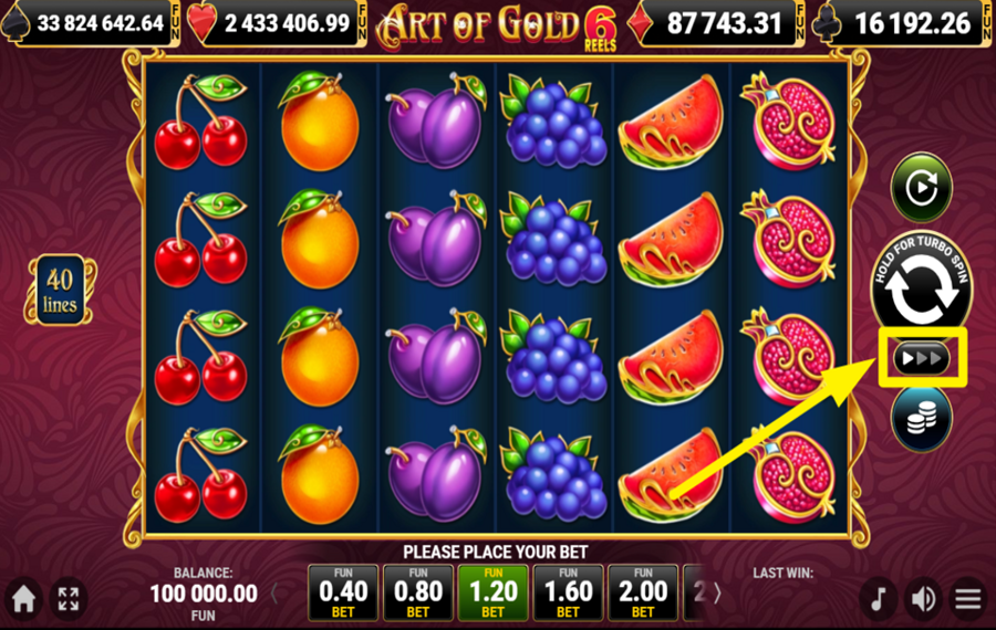 40 Art of Gold 6 Reels AMPLIFIEZ LE JEU.