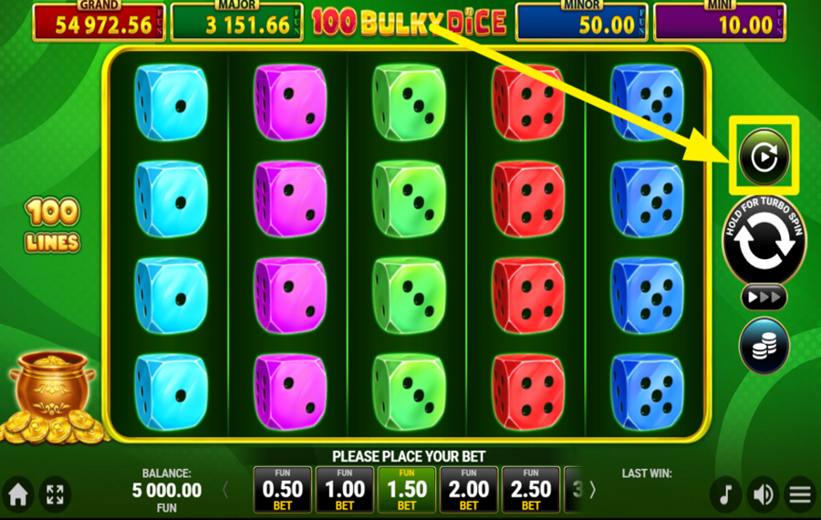 40 Bulky Dice Golden Coins Link ACTIVATE AUTOMATIC PLAY.