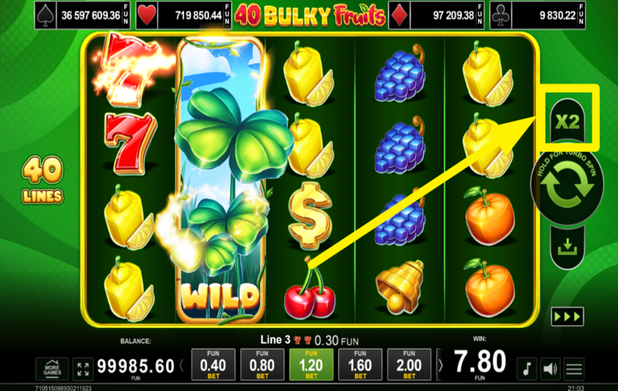 40 Bulky Fruits Golden Coins Link GAMBLE YOUR WIN!