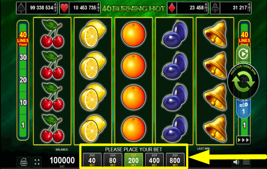 40 Burning Hot LANCEZ VOTRE PARI TOTAL.